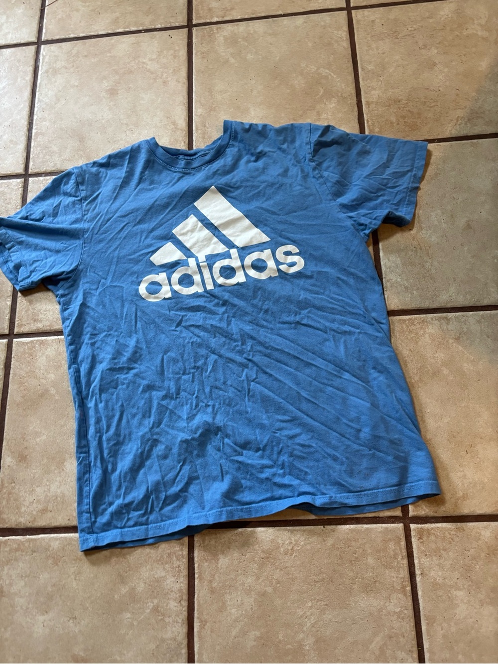 (A297) Mens Adidas Logo Tee Blue Golf Size Large Preowned